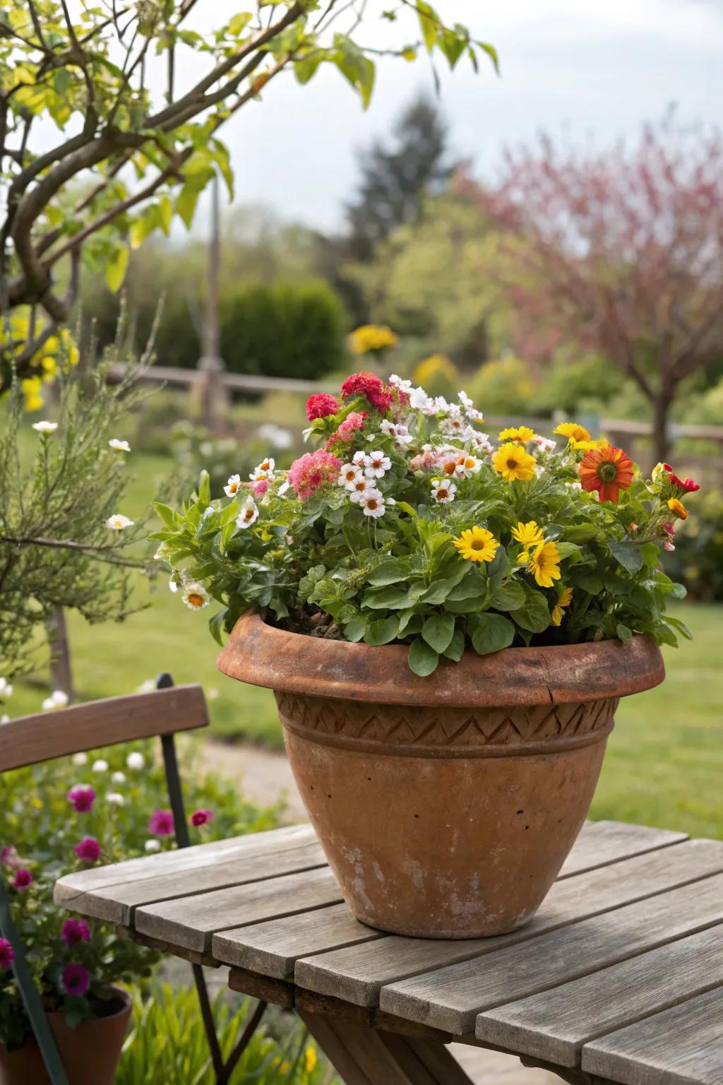 Terracotta pots send a garden inspired sensation within areas.