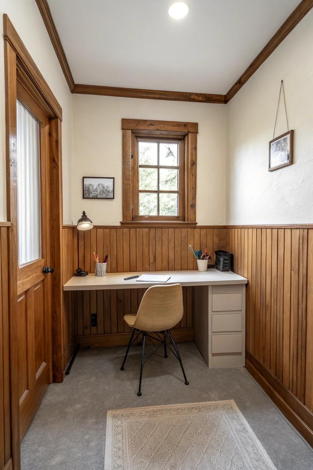 Minimalist paneling provides a simple and uncluttered look.