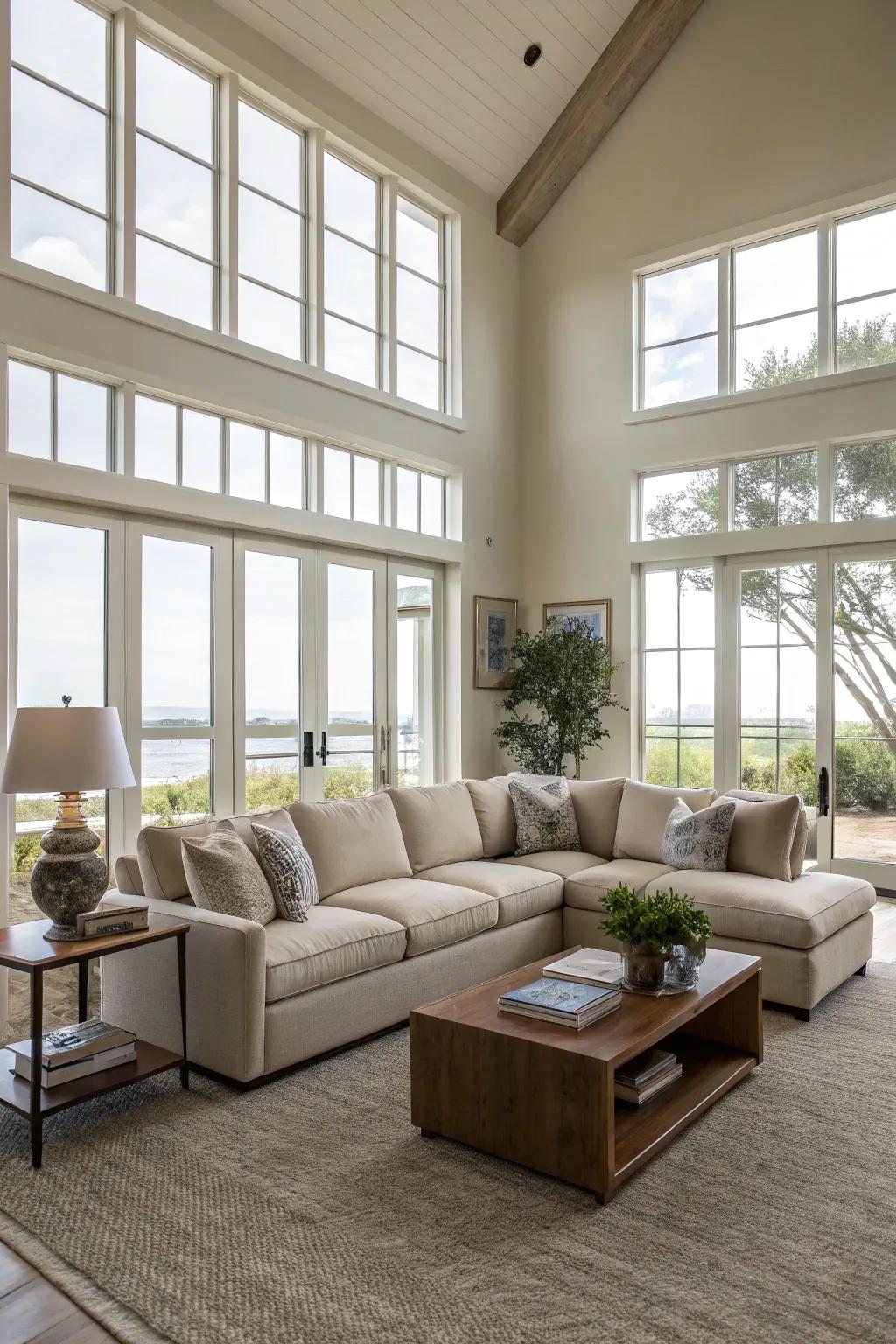 Positioning a sectional in the center can define spaces and enhance the flow of a room.