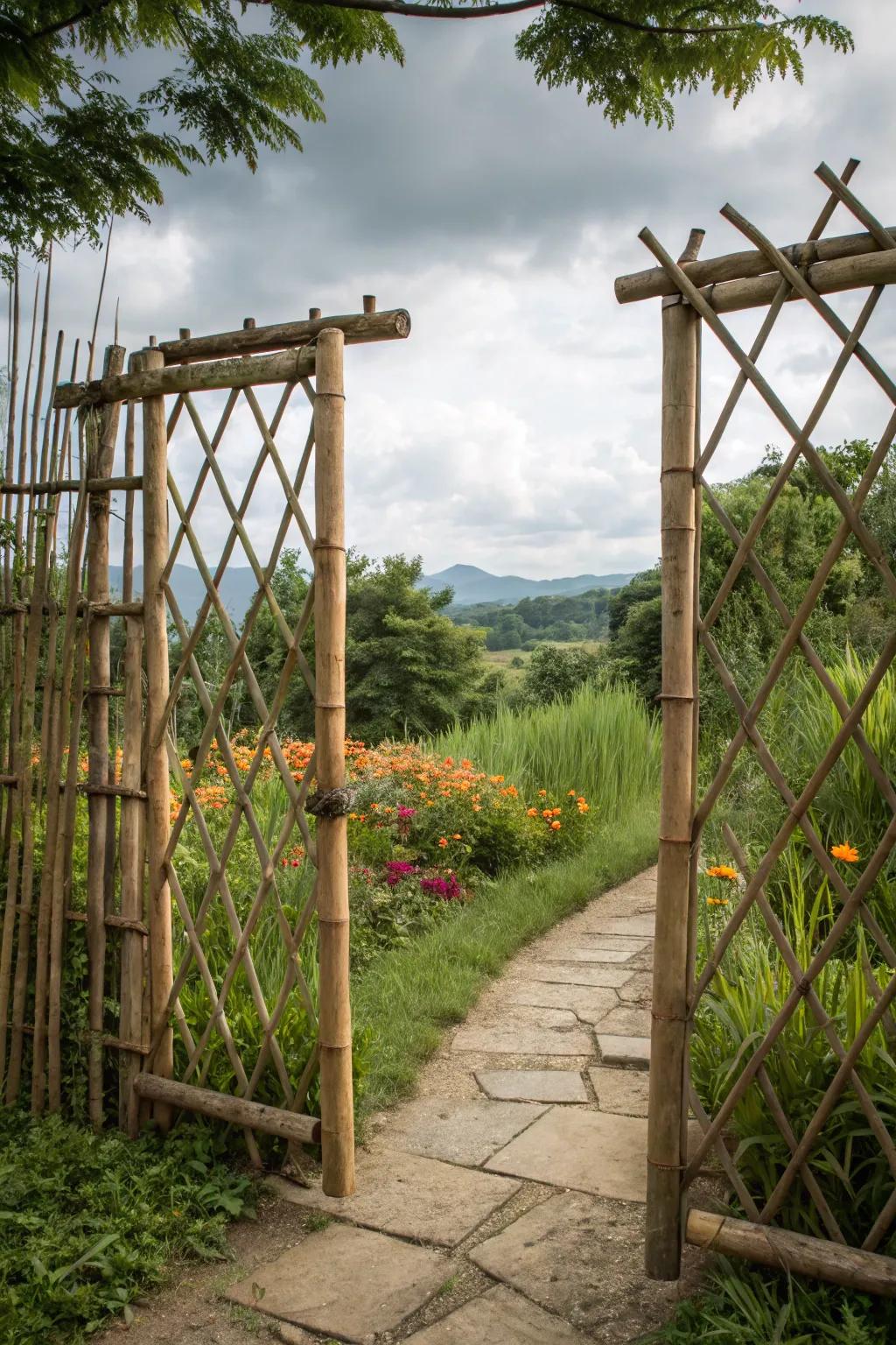A bamboo door that celebrates sustainability.