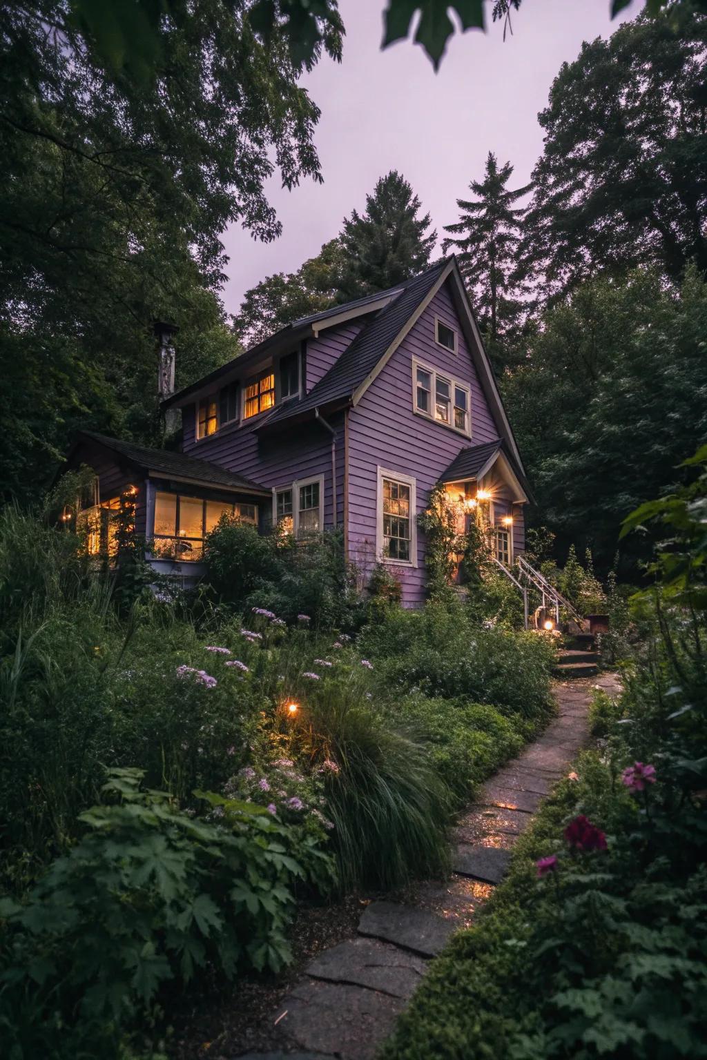 Enigmatic porphyry cladding for an enchanting and singular abode.