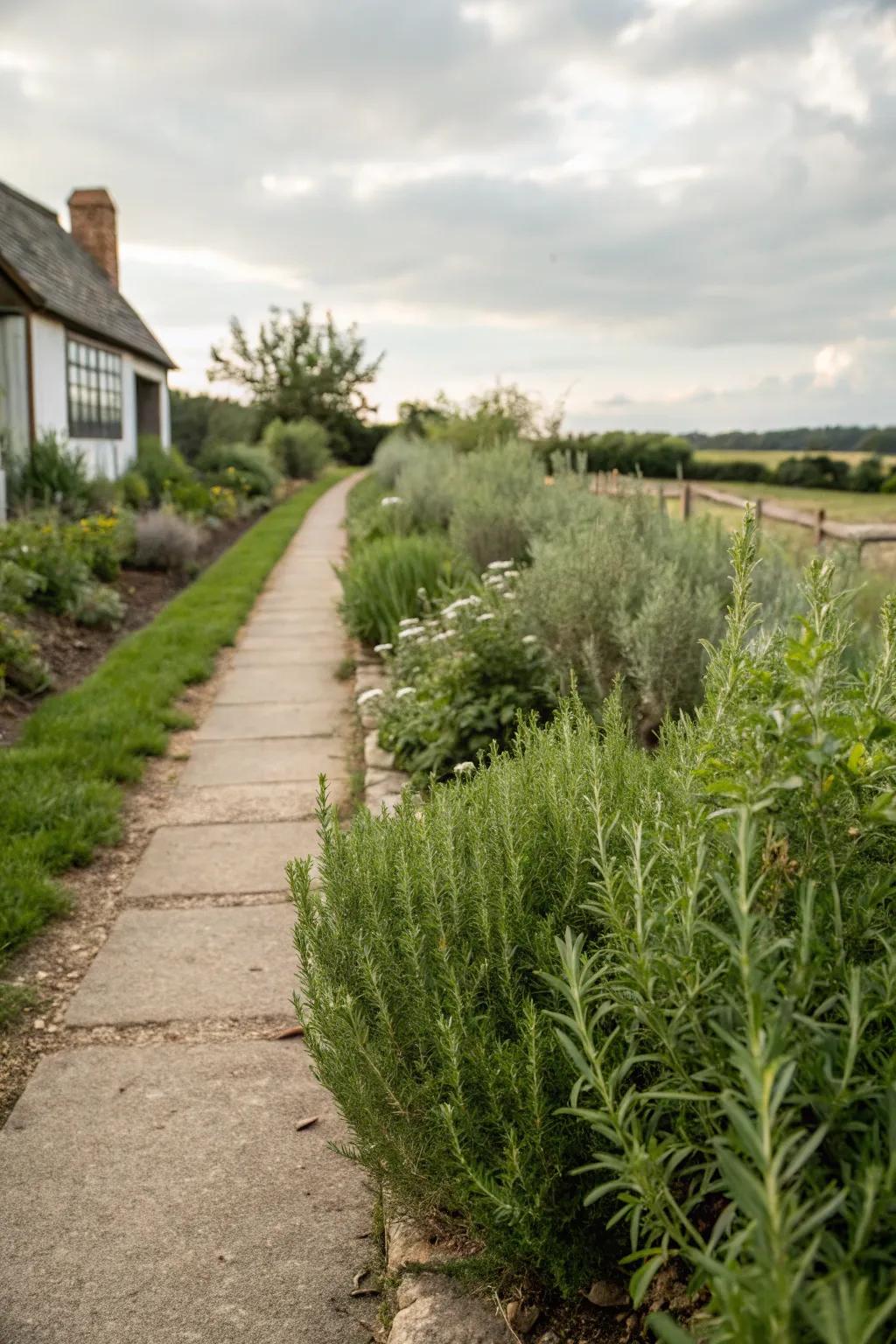 Fragrant herb boundaries enhancing practicality and charm.