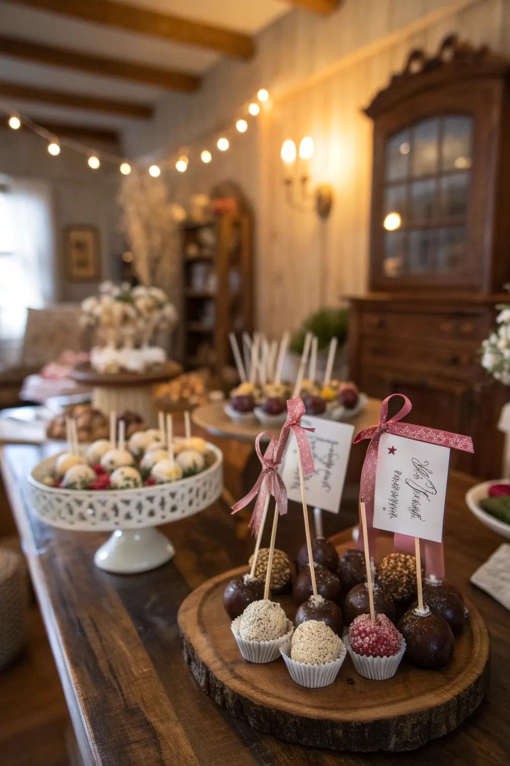 Elegant personalized goody stickers injecting refinement into each treat.