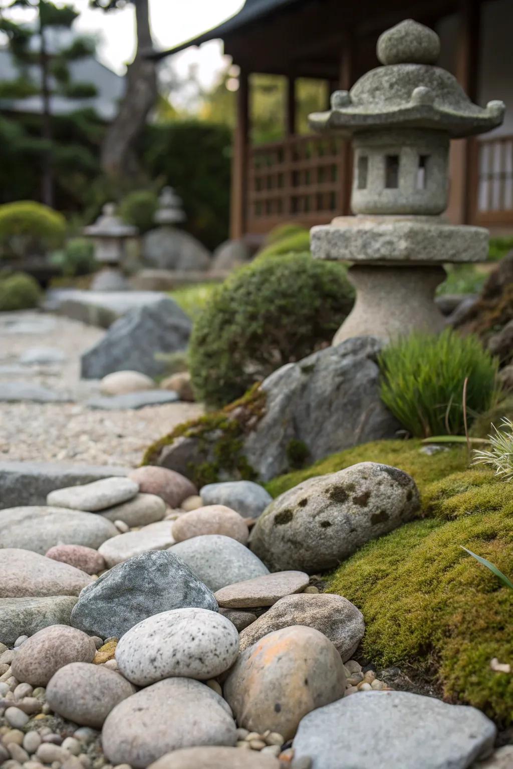 Layered rocks enrich garden landscapes with depth and texture.