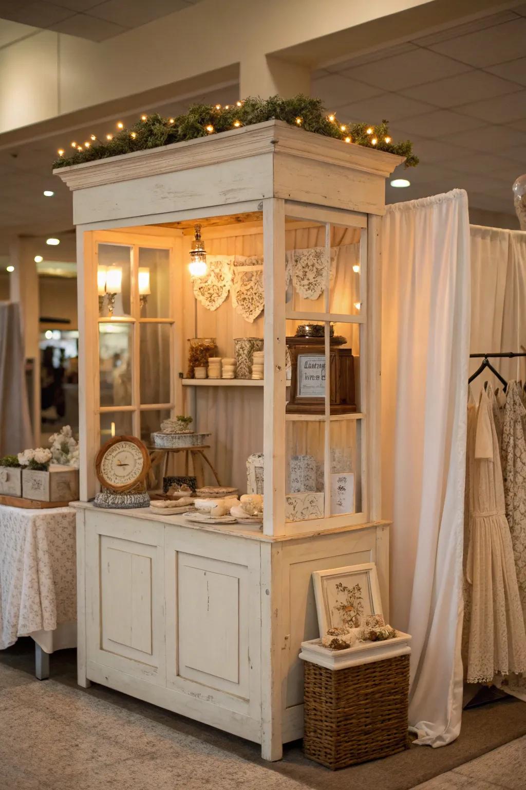 Neutral color scheme of soft whites and tans highlighting antiques