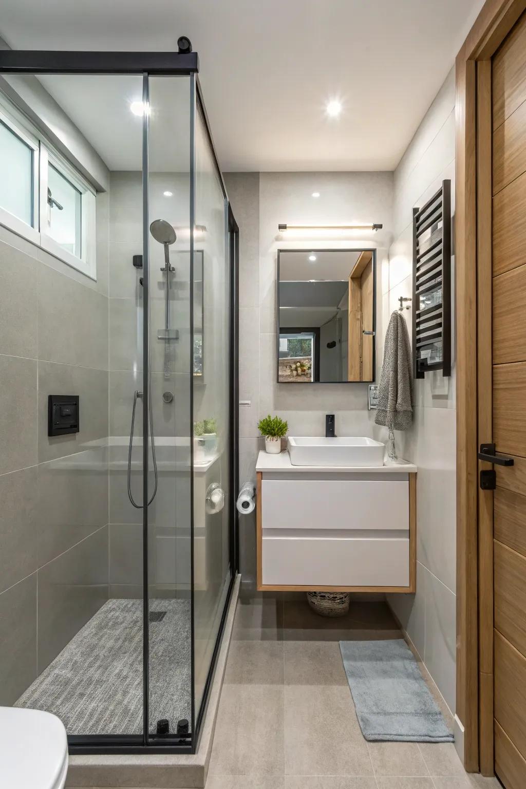 Rolling doors offer a chic solution for confined spaces.