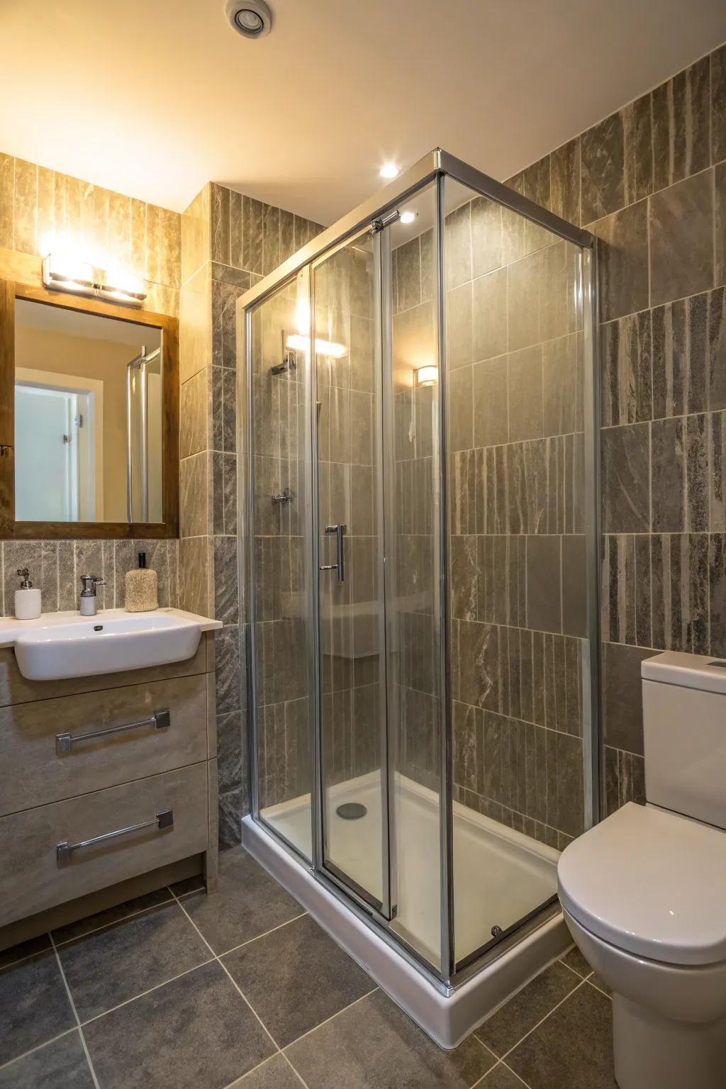 Upright tiles create the illusion of taller ceilings.