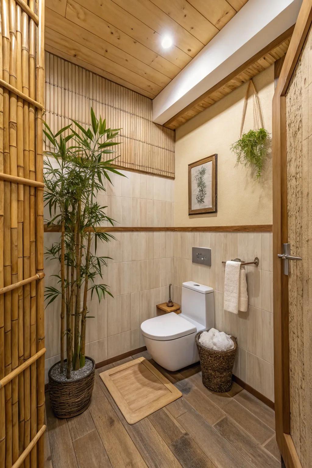 A soothing small bathroom reflecting a spa-like environment.