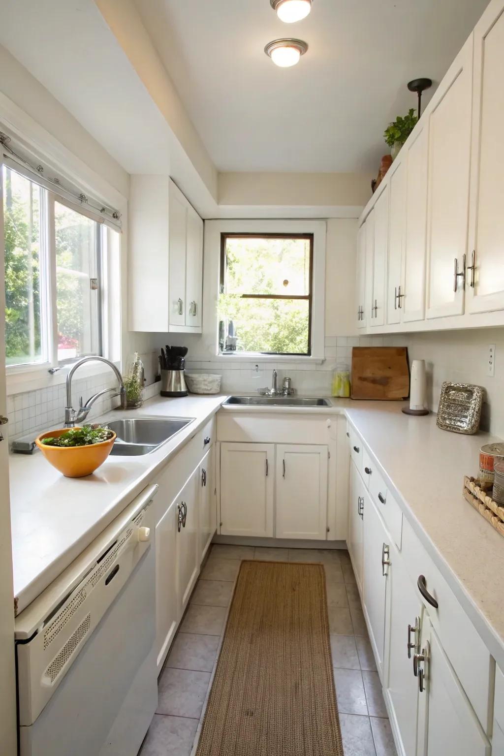 A single-basin sink optimizes counter space.