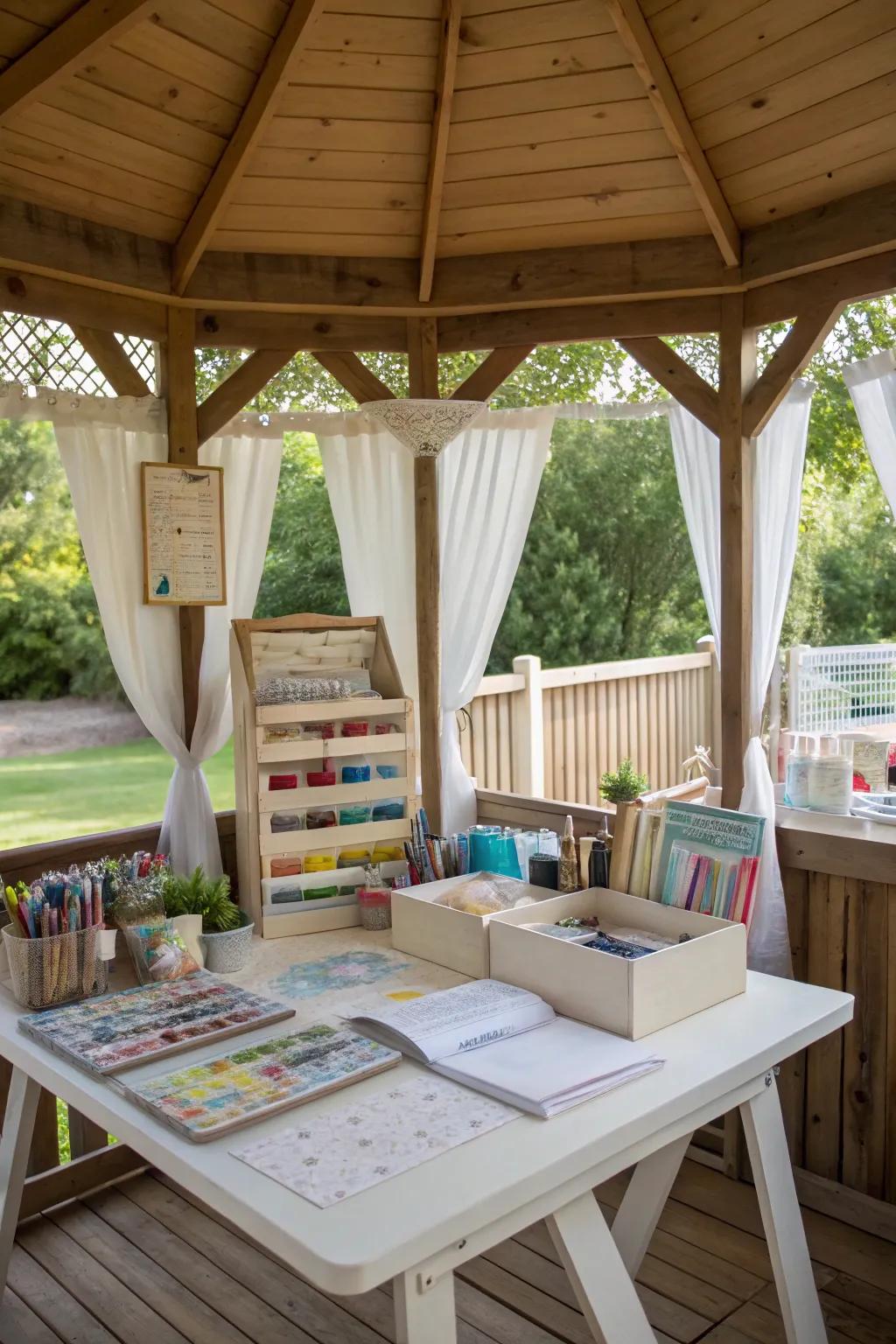 Release your inventiveness inside a gazebo craft alcove.