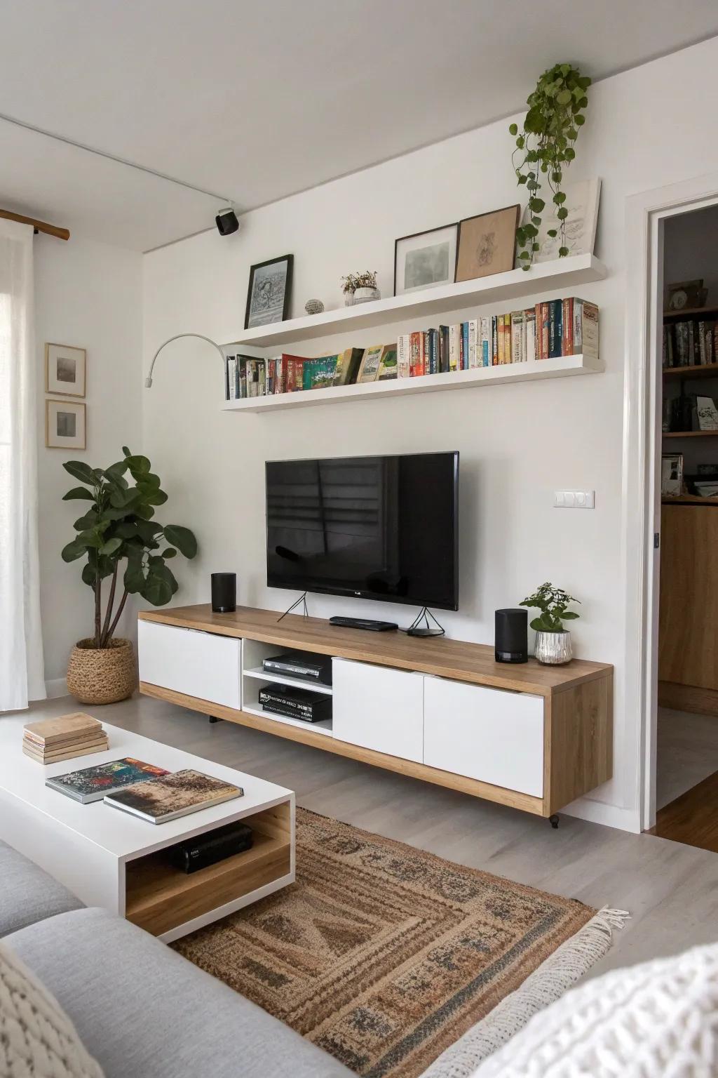 Suspended consoles offer a space-saving solution with a contemporary vibe.