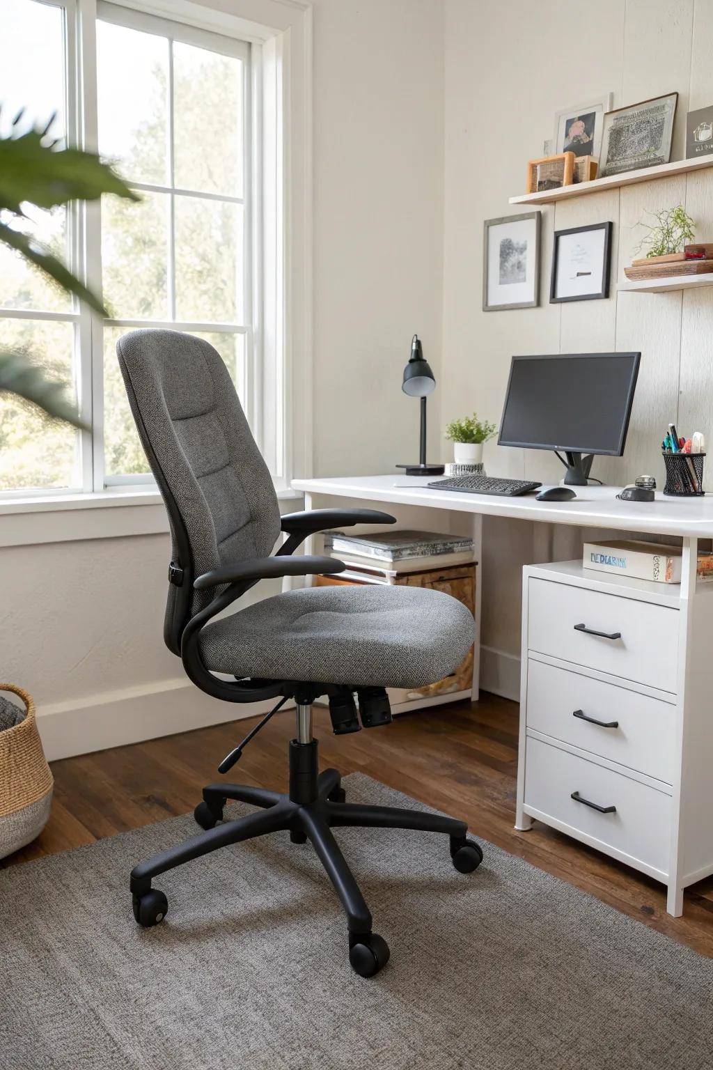 Ergonomic seating perfectly suited for a small office environment.