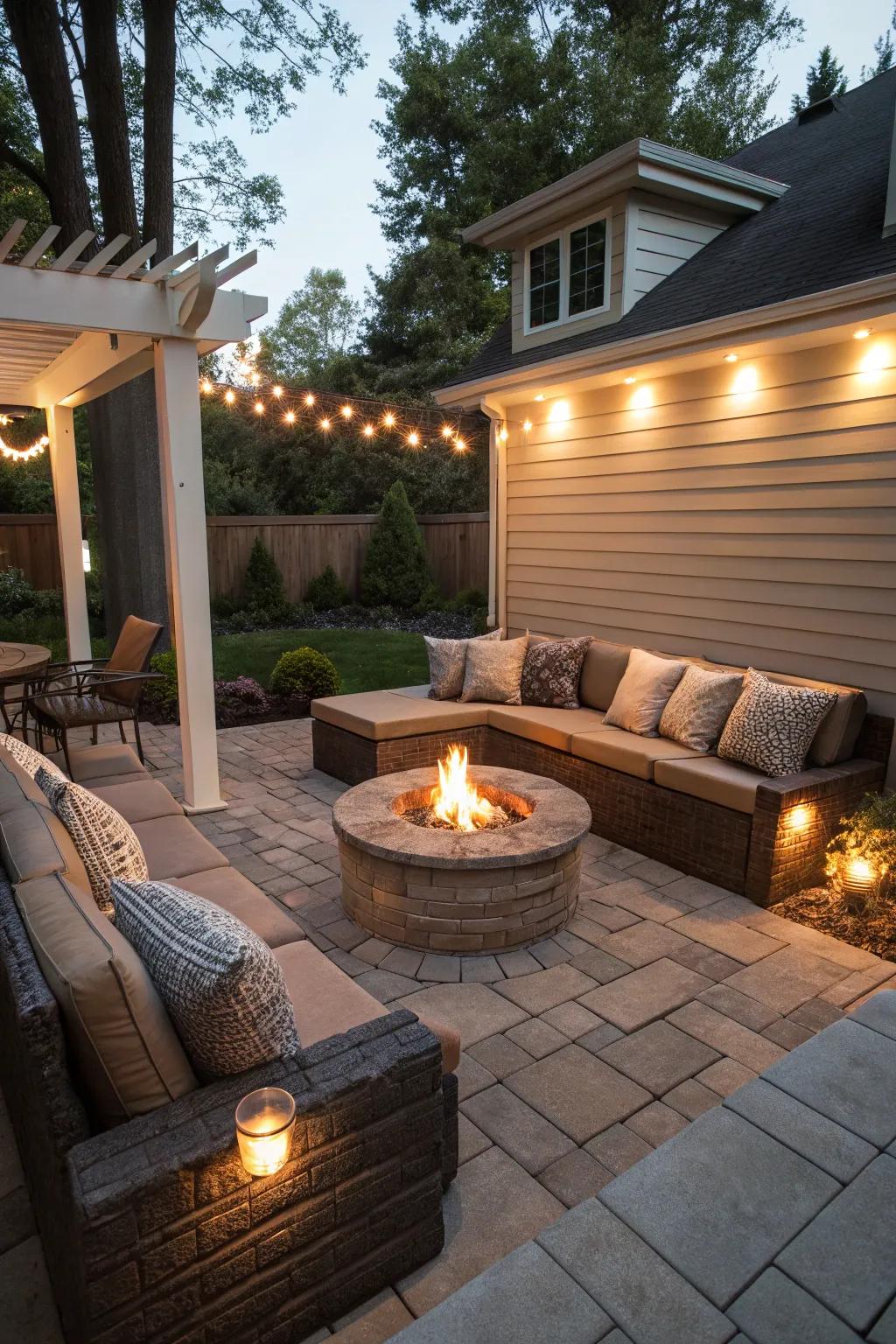 Sunken sections introduce depth and interest to patios.