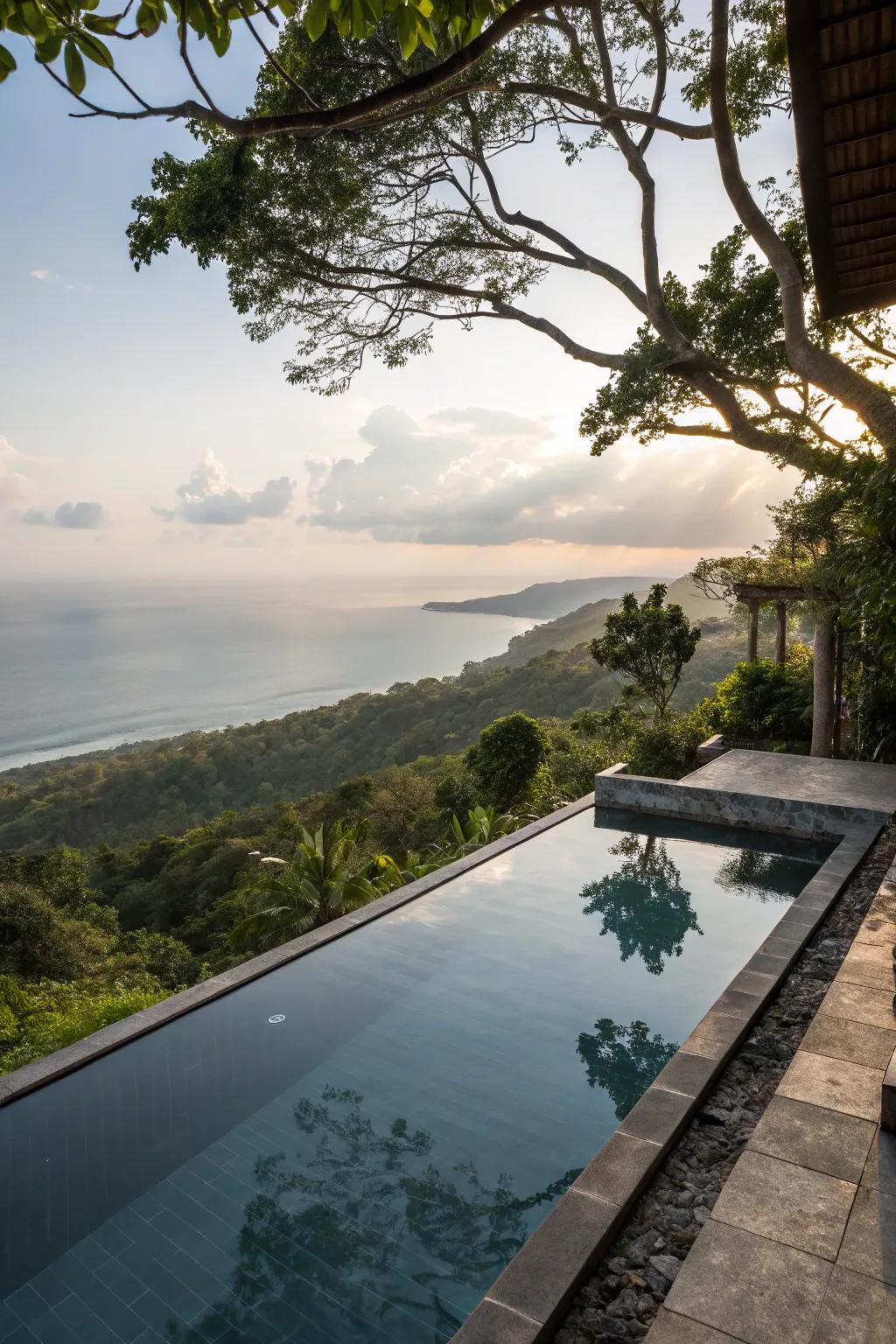 A small vanishing edge pool creates a spectacular visual effect and enhances scenic views.