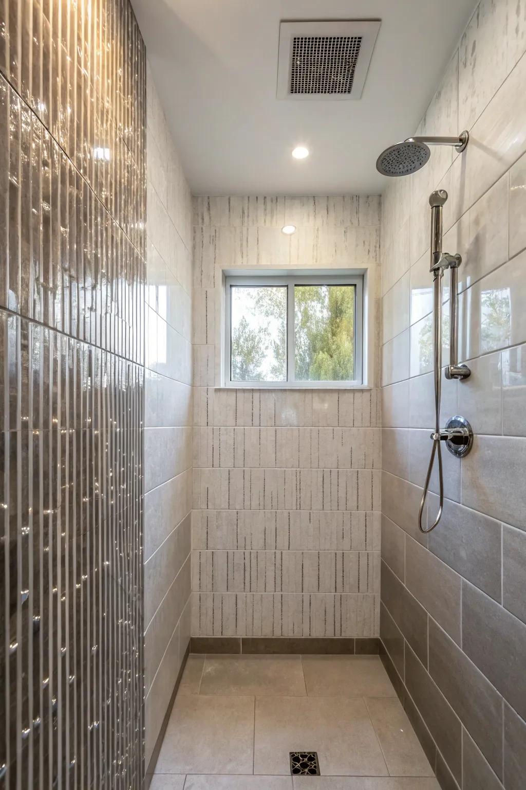 Vertical tiles enhance the perception of height in small rooms.