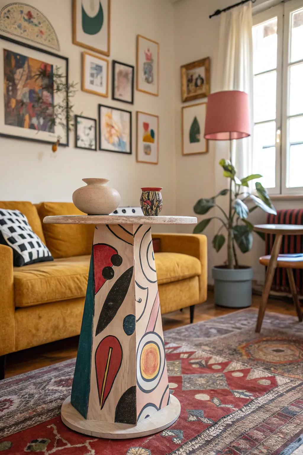 Artistic tables serve as striking focal points.