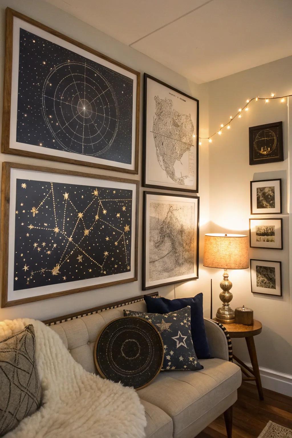 Constellation wall decor combines sophistication with astronomy.