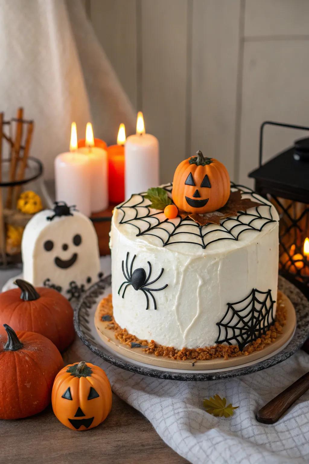A Spooky Season-inspired spider cake.