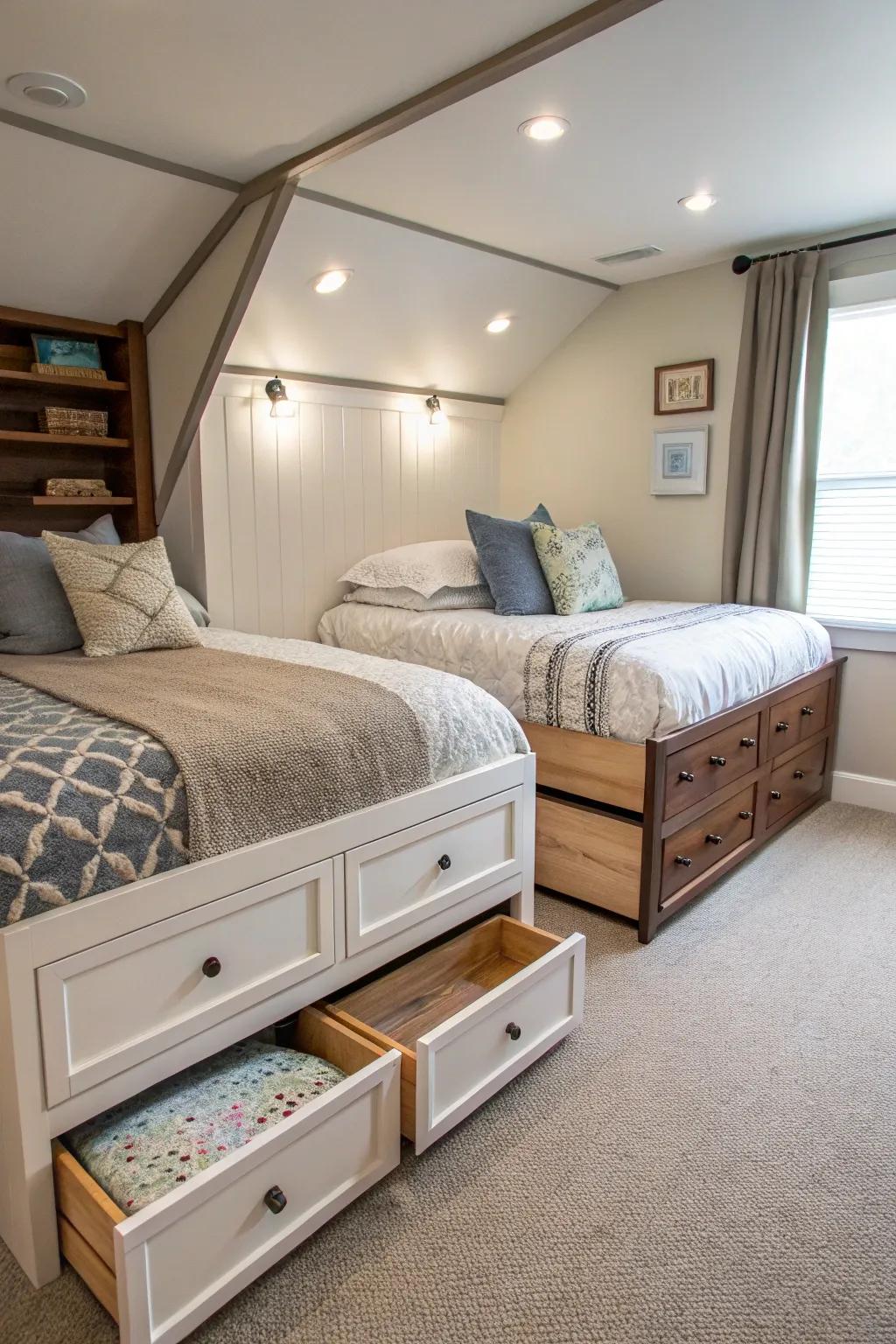 Furniture with multiple uses optimizes limited space.