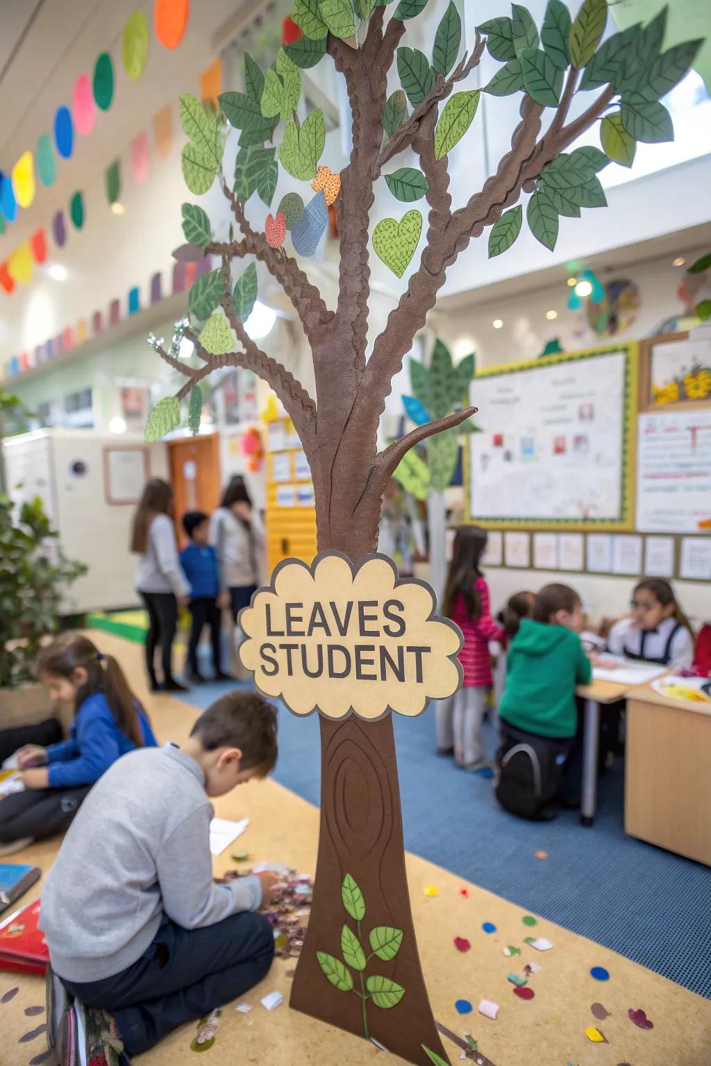 A tree showcasing student ideas and facts.