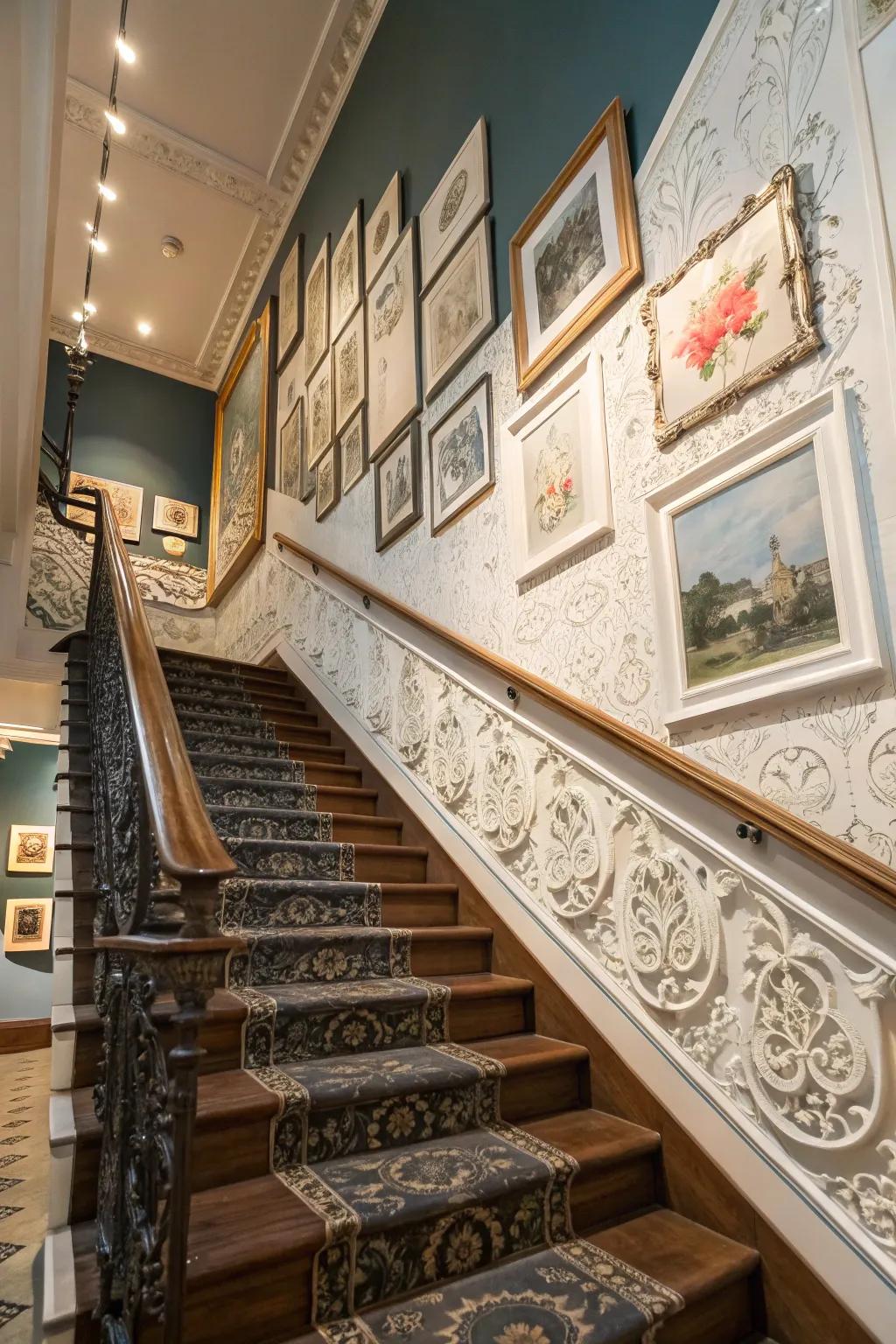 A creative surface display with trim frames creates a unique flair.