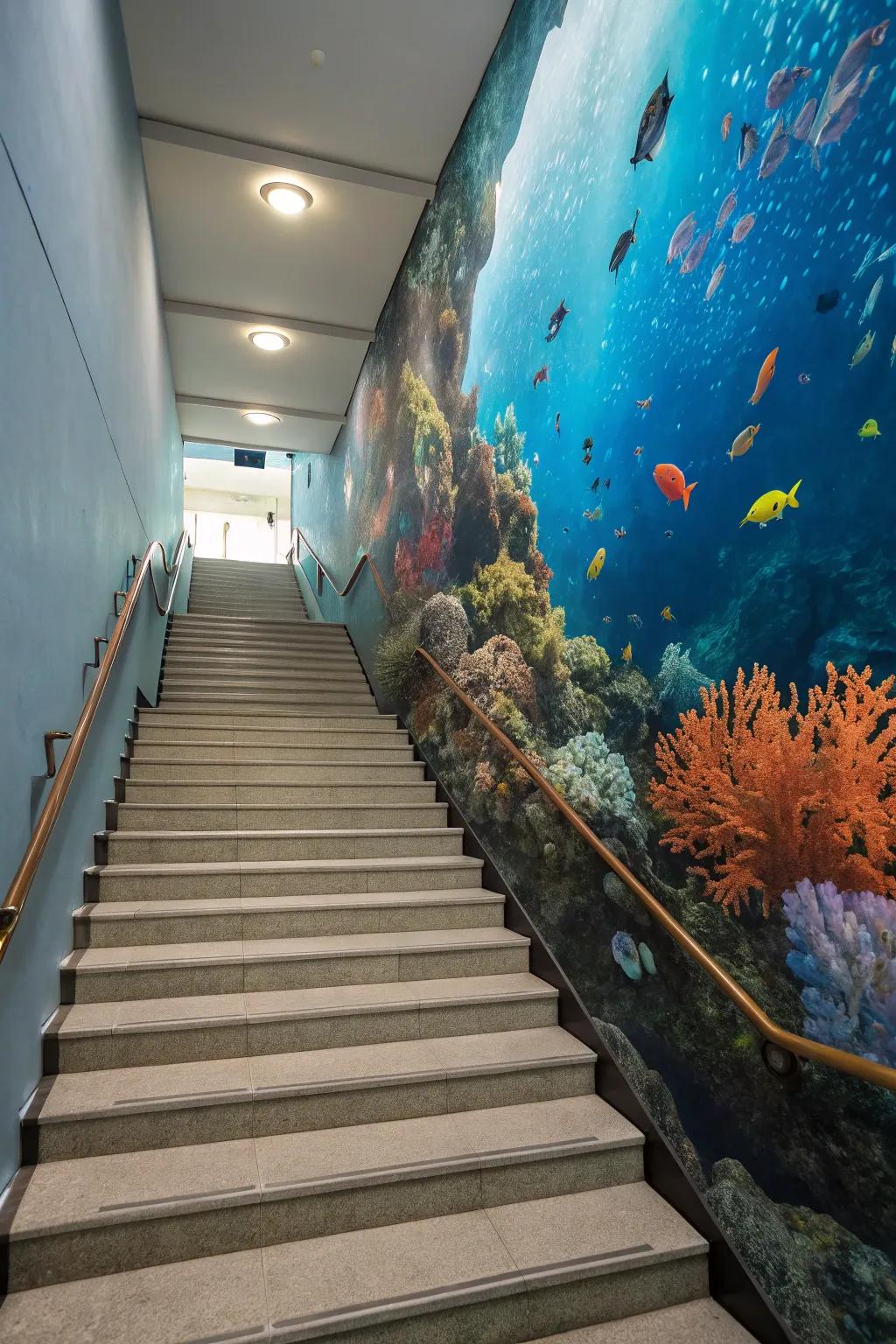 Create an underwater escape with this sea-themed mural.