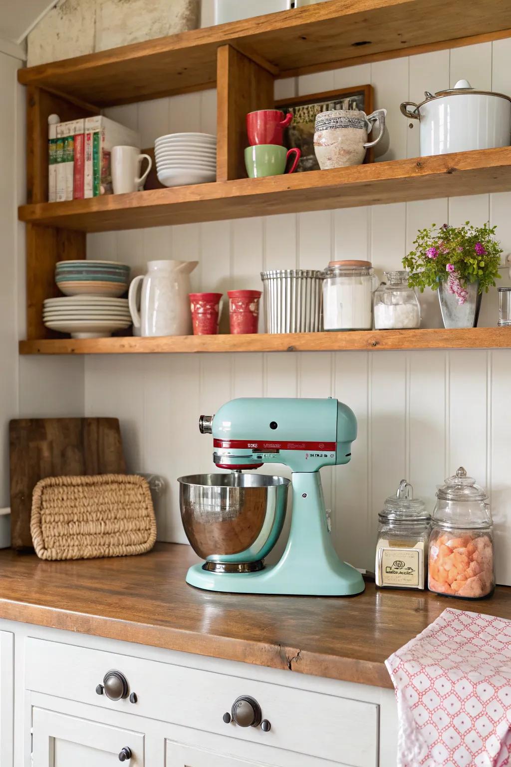Useful art: Open shelves for a mixer that stands out