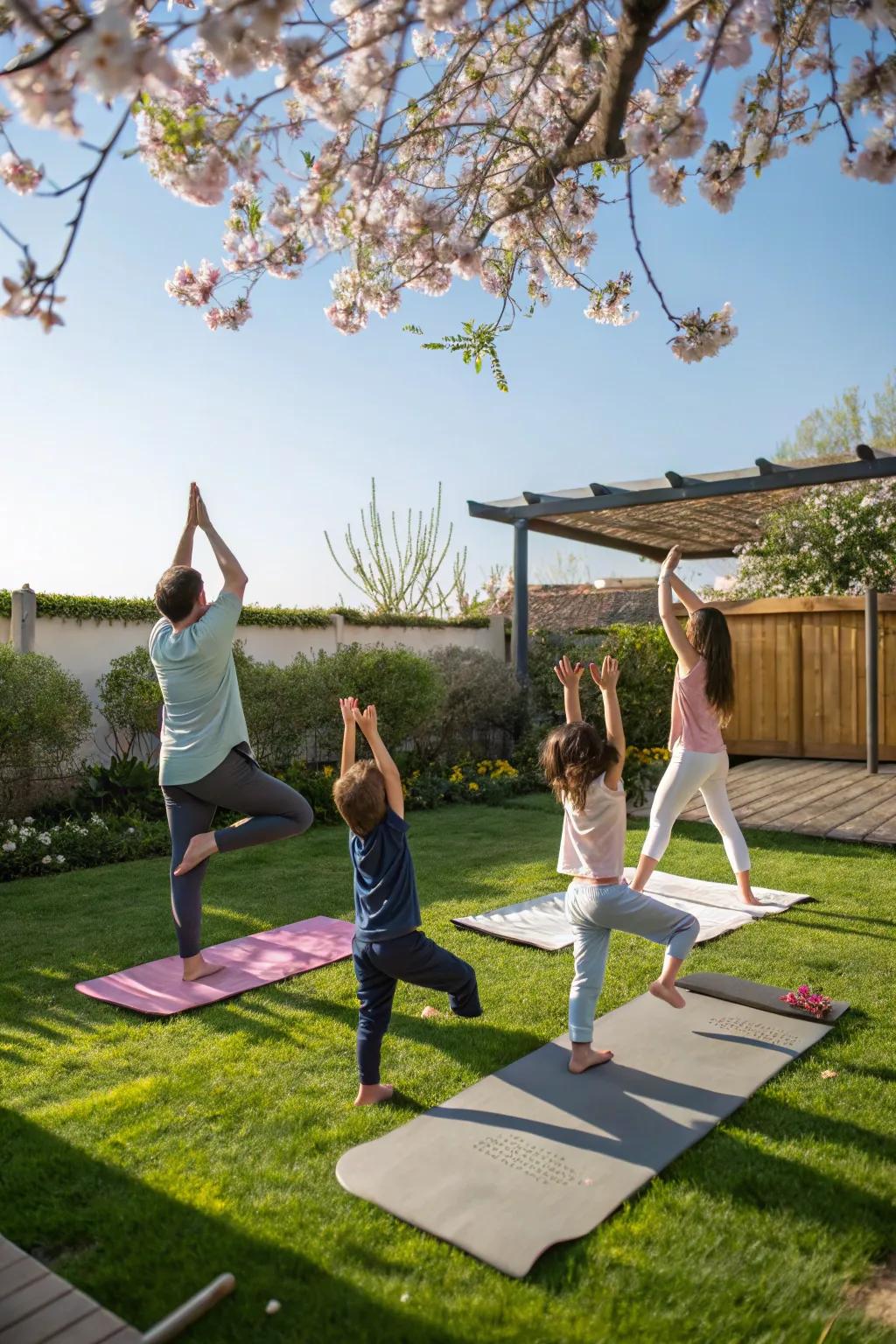 Achieve balance and serenity with a family yoga session.