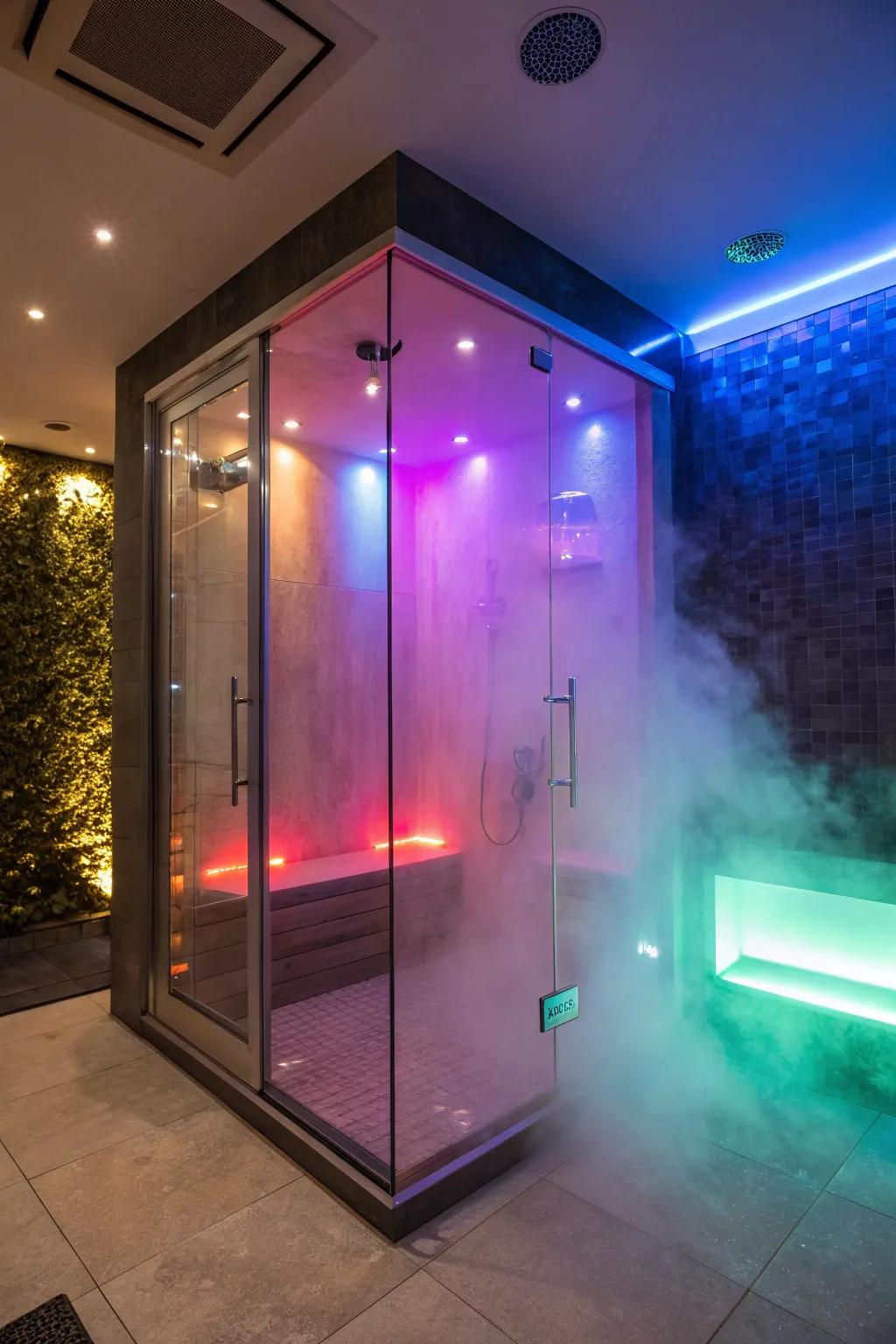Chromatherapy adds an individualistic flavor to steam showers.