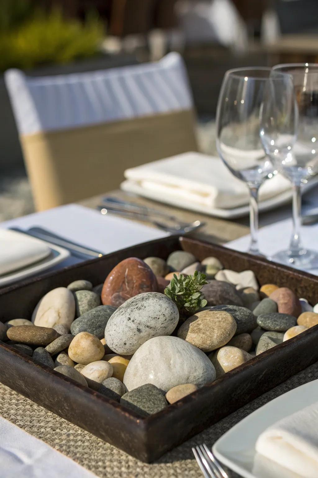 An impressive stone focal piece adding natural sophistication.