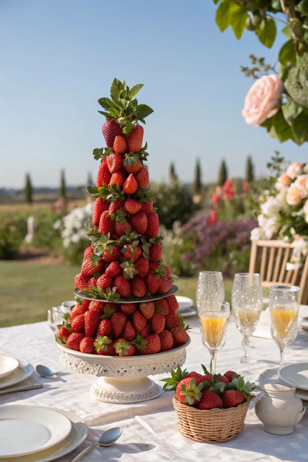 A delightful berry topiary ideal for summer gatherings.
