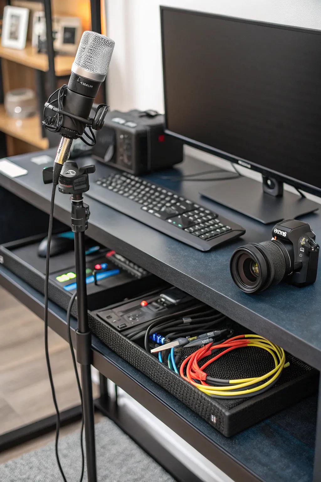 Keep your desk neat with wire management.