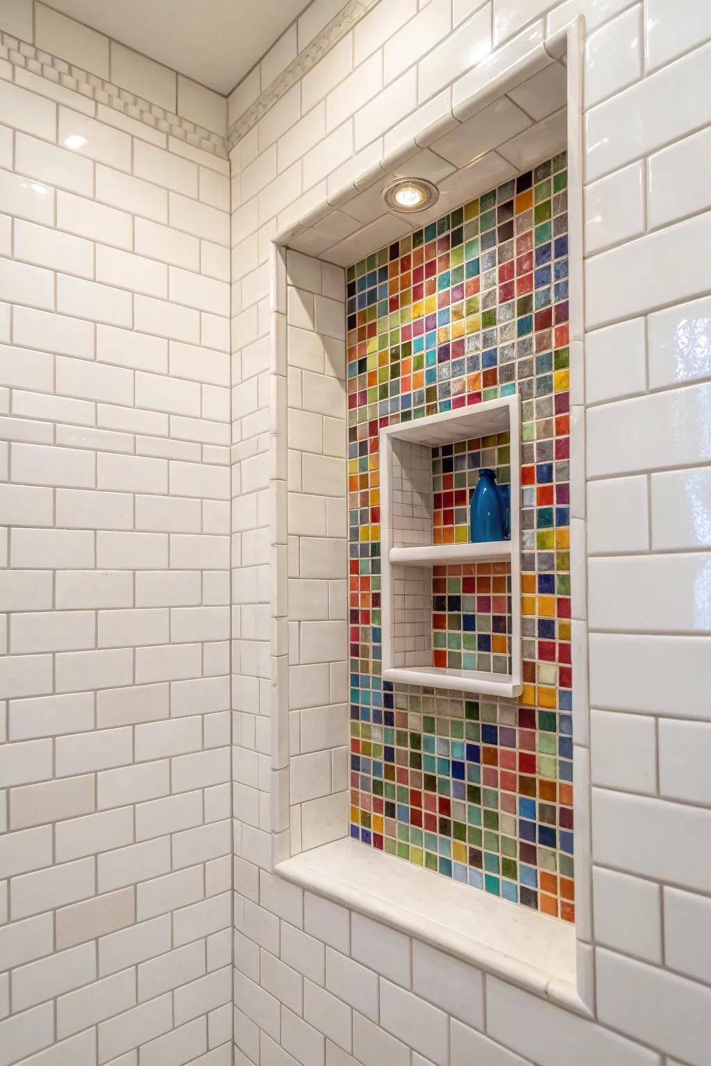 A lively niche with mosaic tiling.