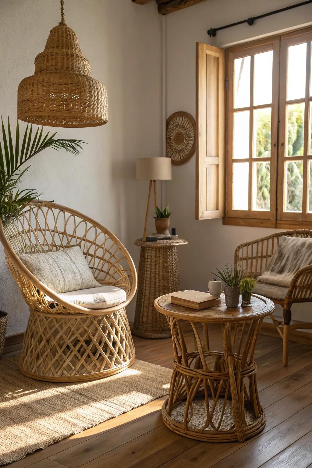 Warmth and texture are enhanced with eco-friendly materials.