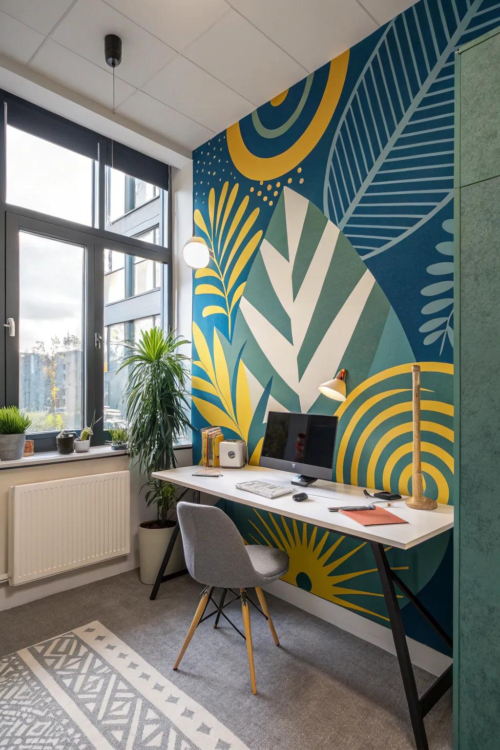 Make a declaration using abstract wall covering.