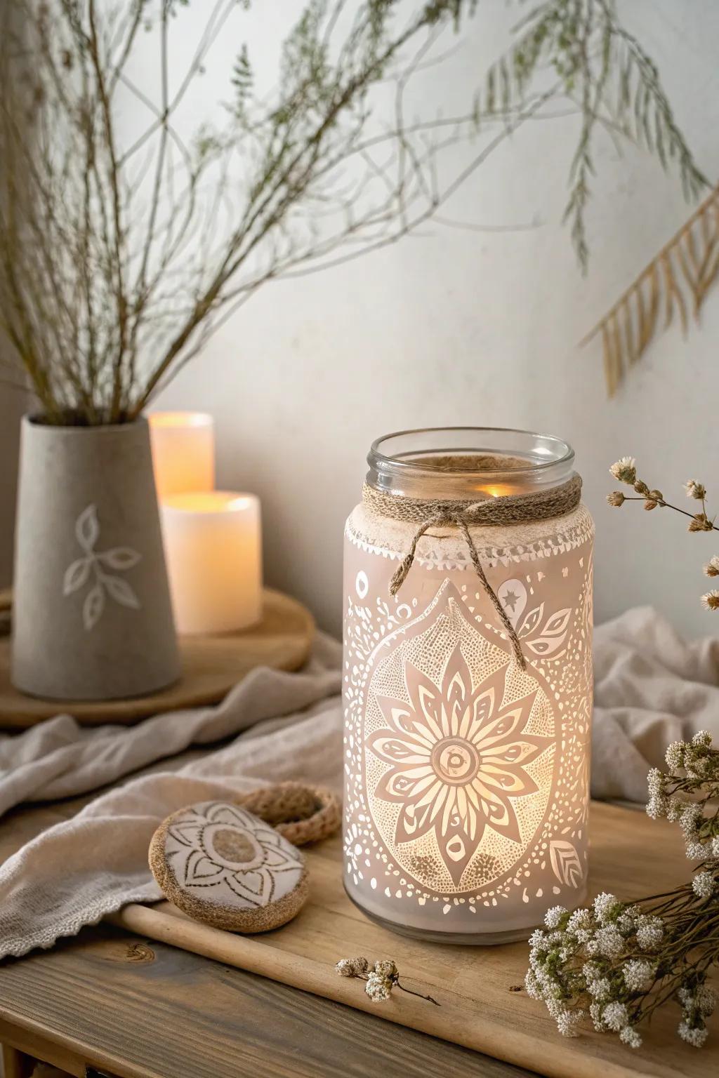Transform ordinary vitrine vessels into enchanting light fixtures with a hint of boho grace!