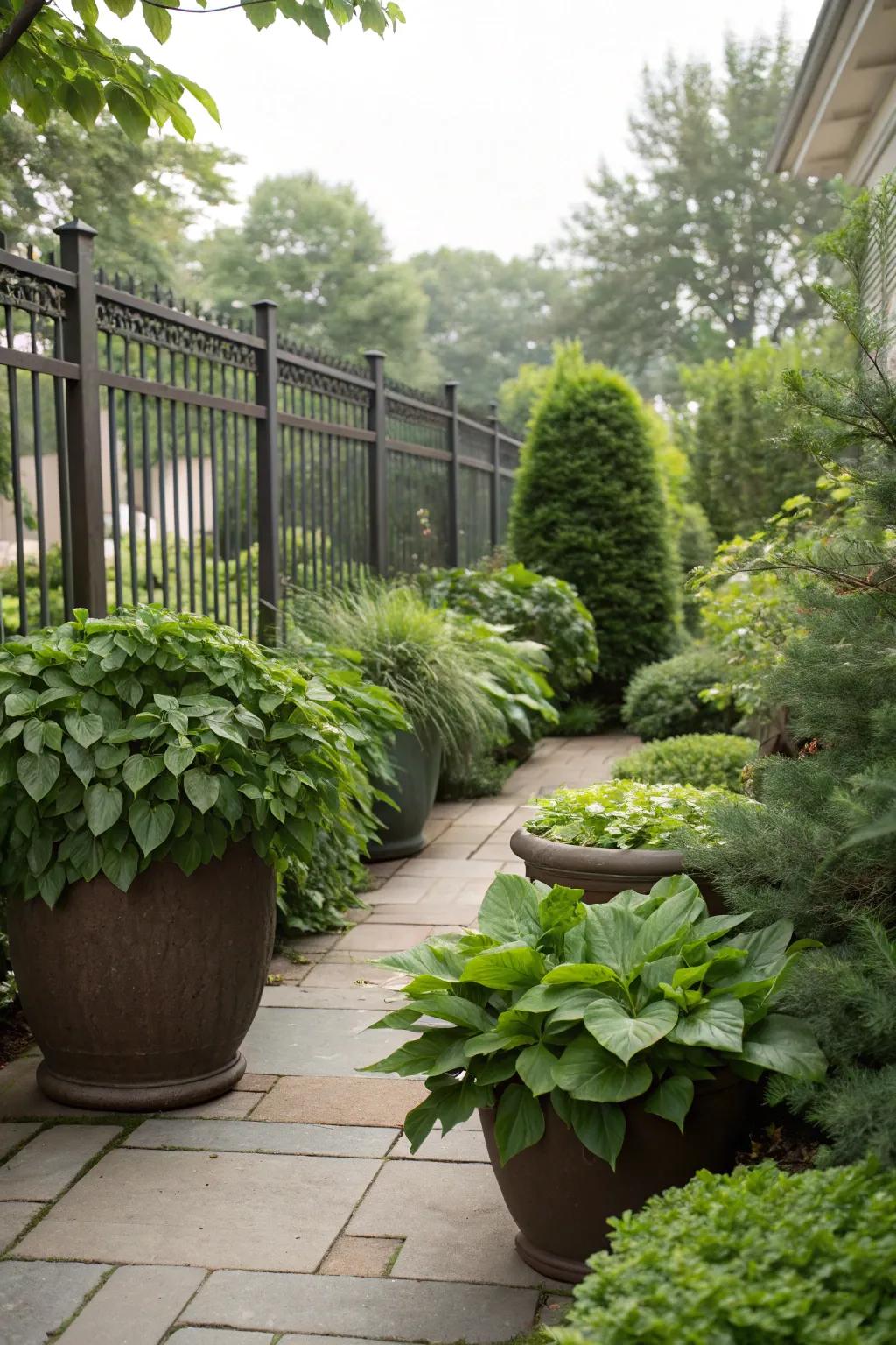 Large container flora delivering flexible privacy solutions.