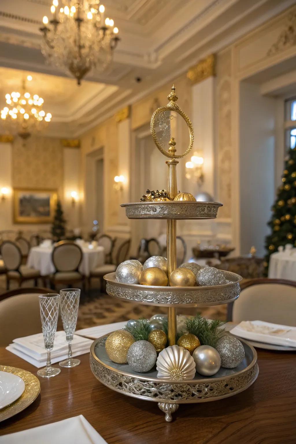A glamorous display that glistens with metallic elegance.