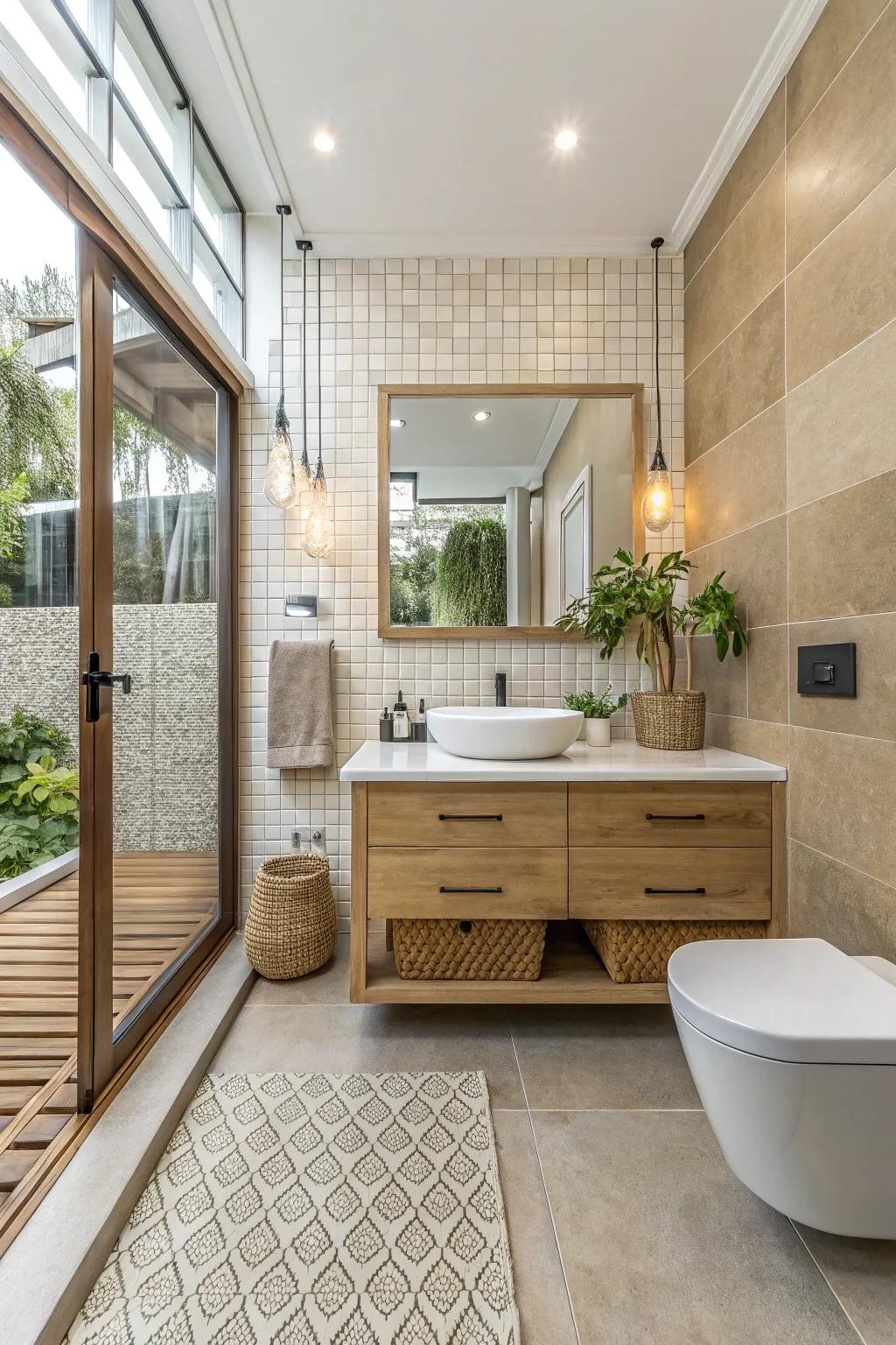 Adopt eco-conscious style with sustainable tiles.