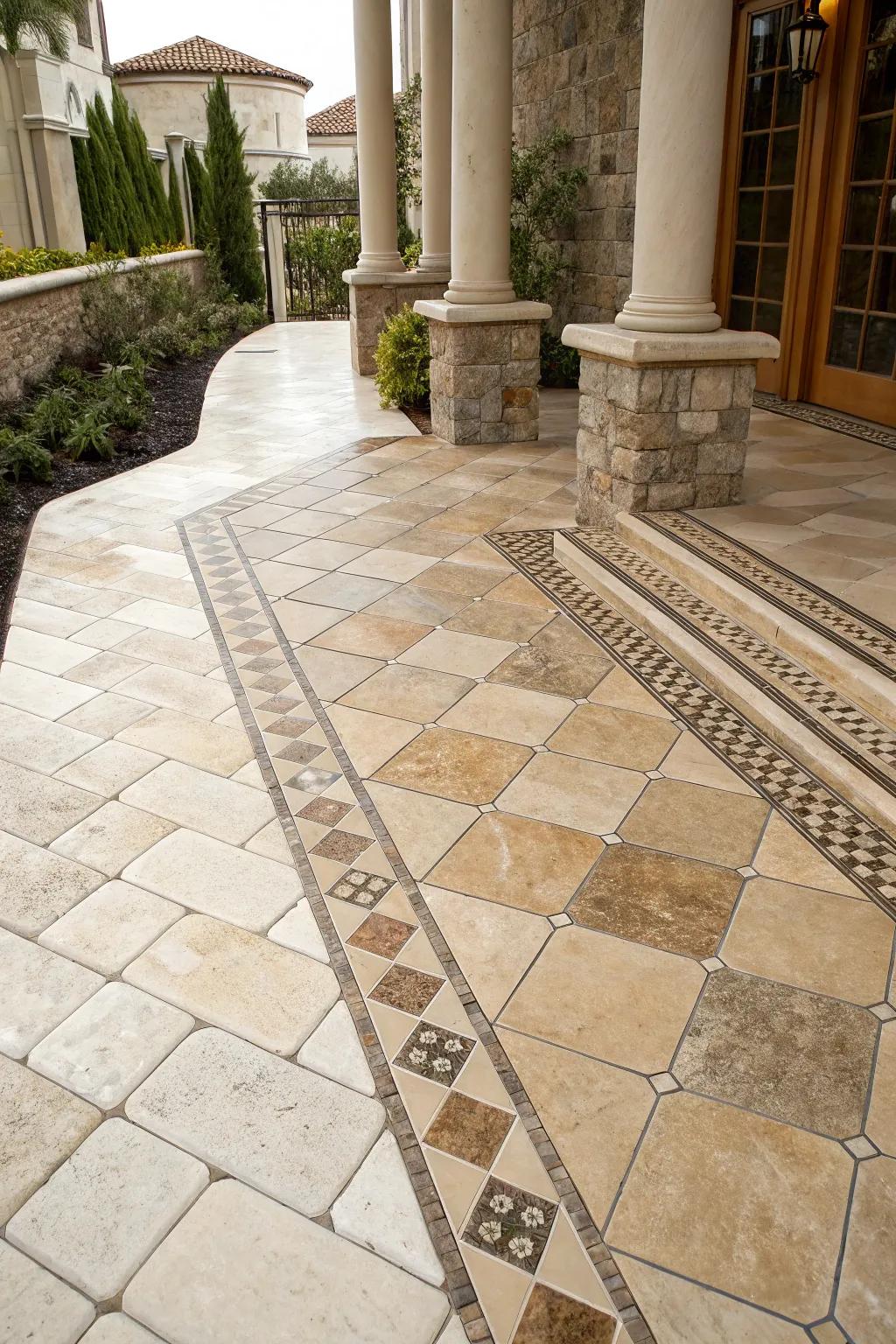 Raw rock transitions evoke luxury and cohesion.