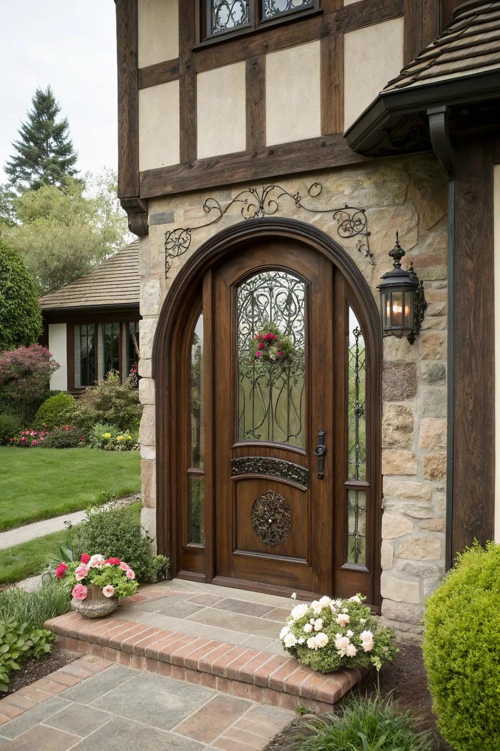 Manor-style doors bring a storybook charm to traditional homes.
