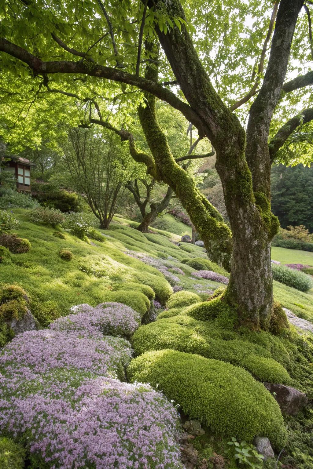 Native ground covering presents a lush, low-maintenance preference.