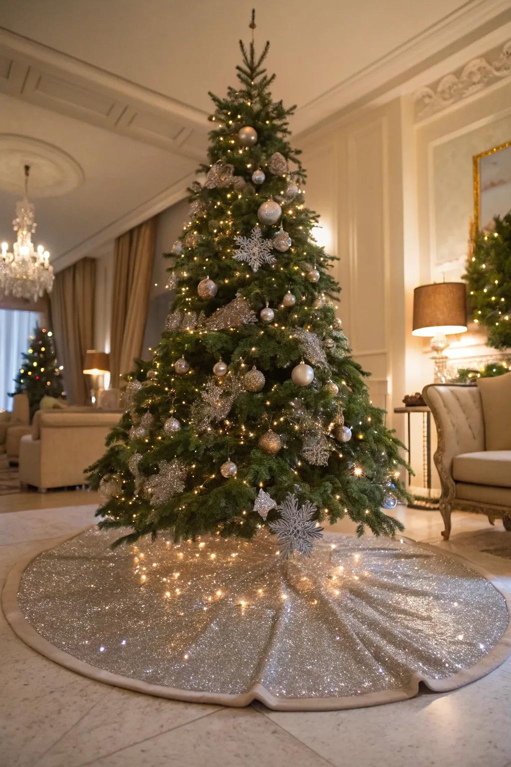 A sequin tree skirt adds sparkle and glamor to your festive decor.