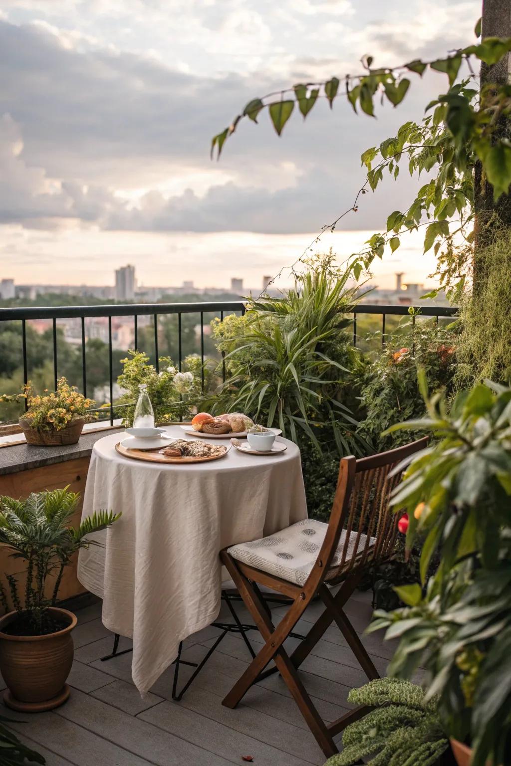 Establish a dining alcove on your balcony for delightful outdoor meals.