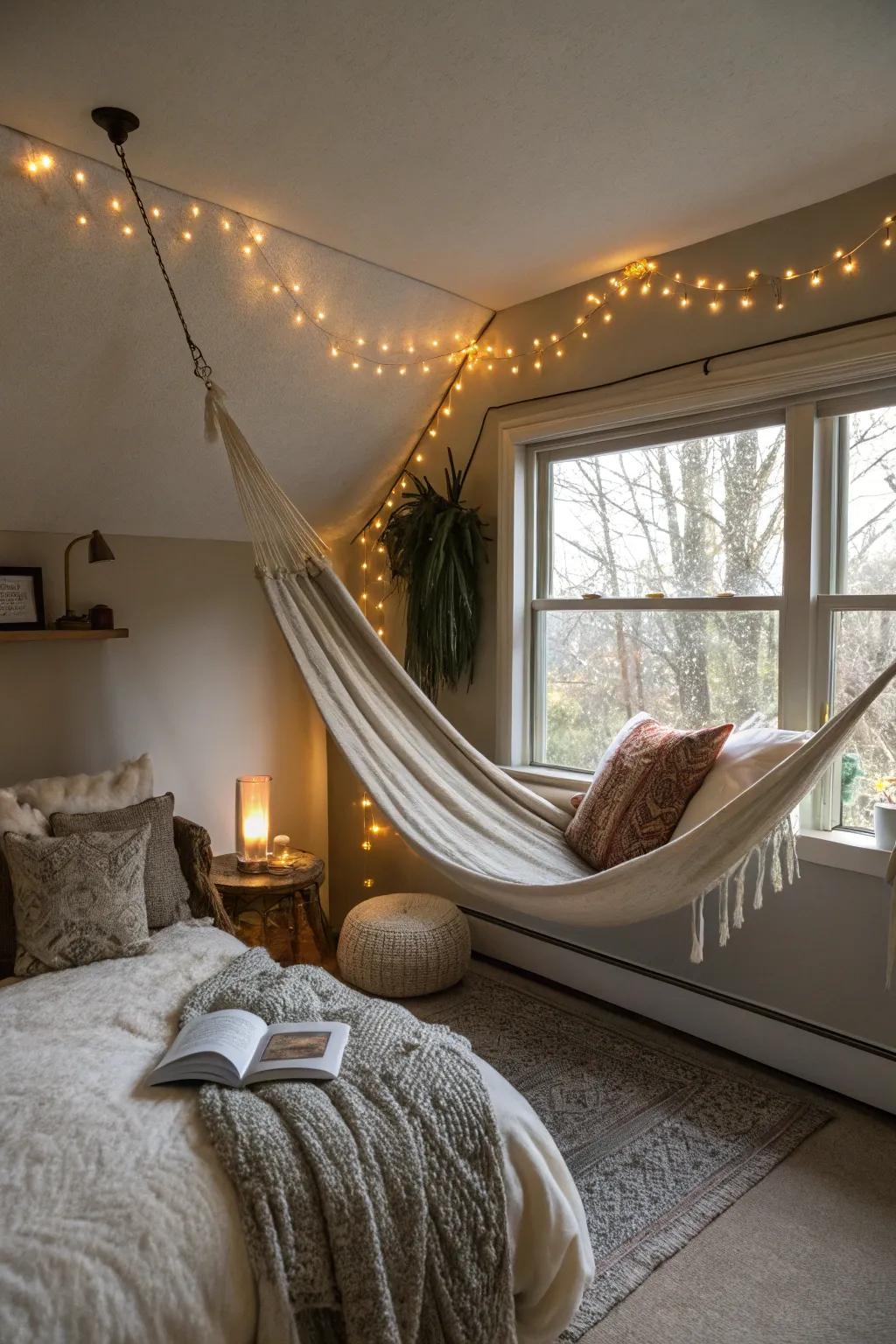 A suspended bed brings a laid-back and relaxing vibe to your bedroom.