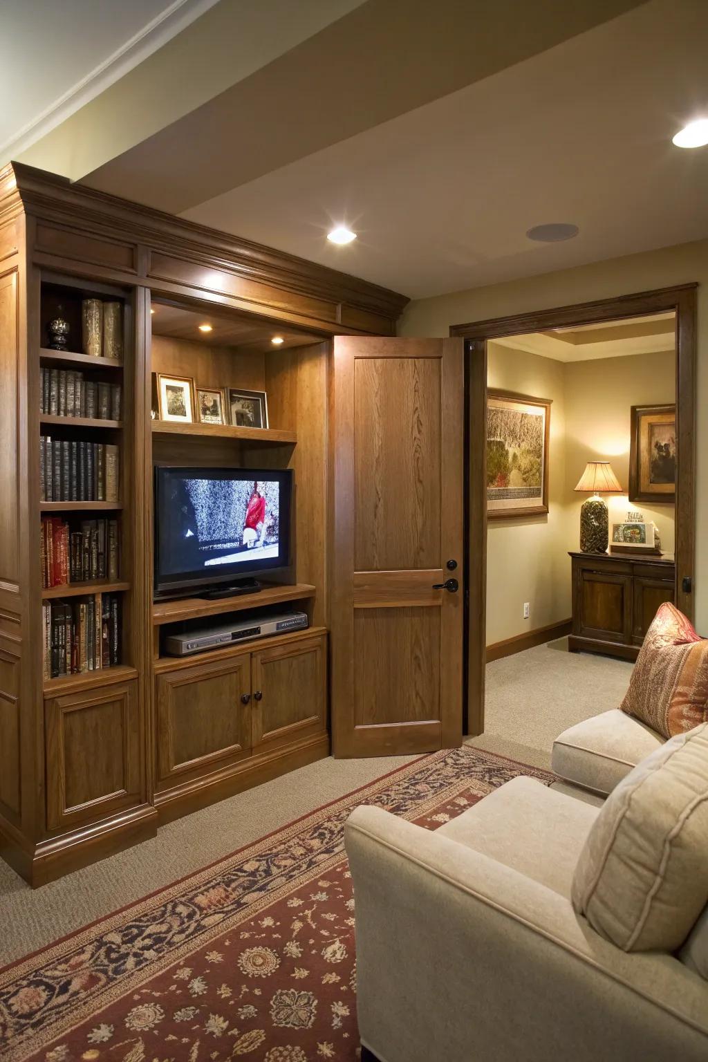 An adaptable nook featuring a cozy spot with TV setup.