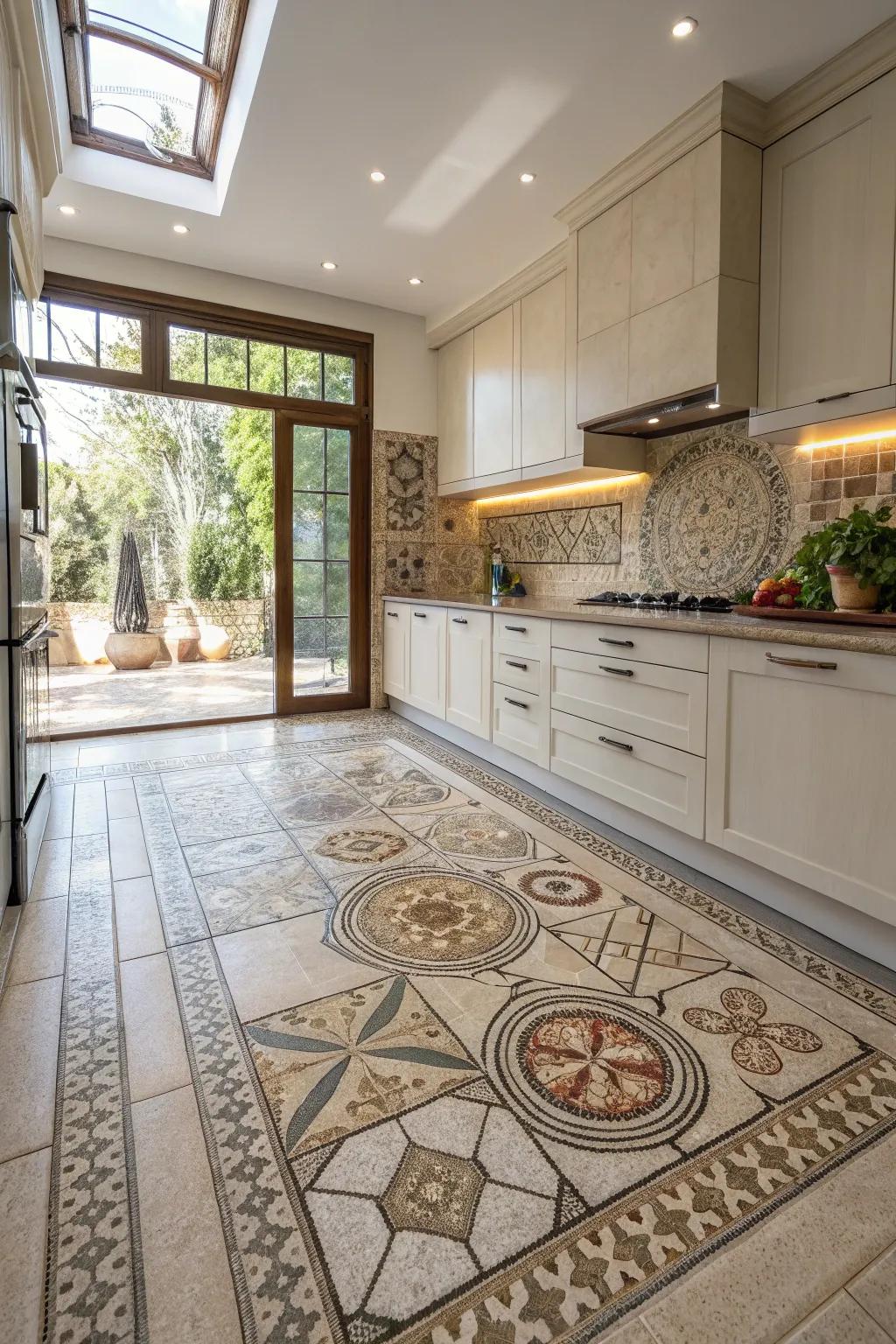 A cooking area employing surface proportions for lively visual fascination.