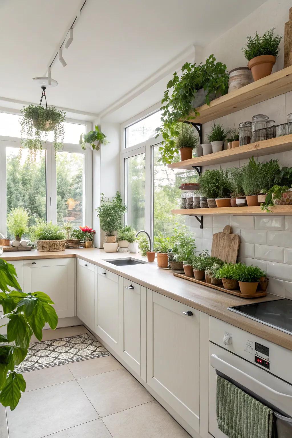 Foliage adds a fresh, natural touch to your kitchen design.