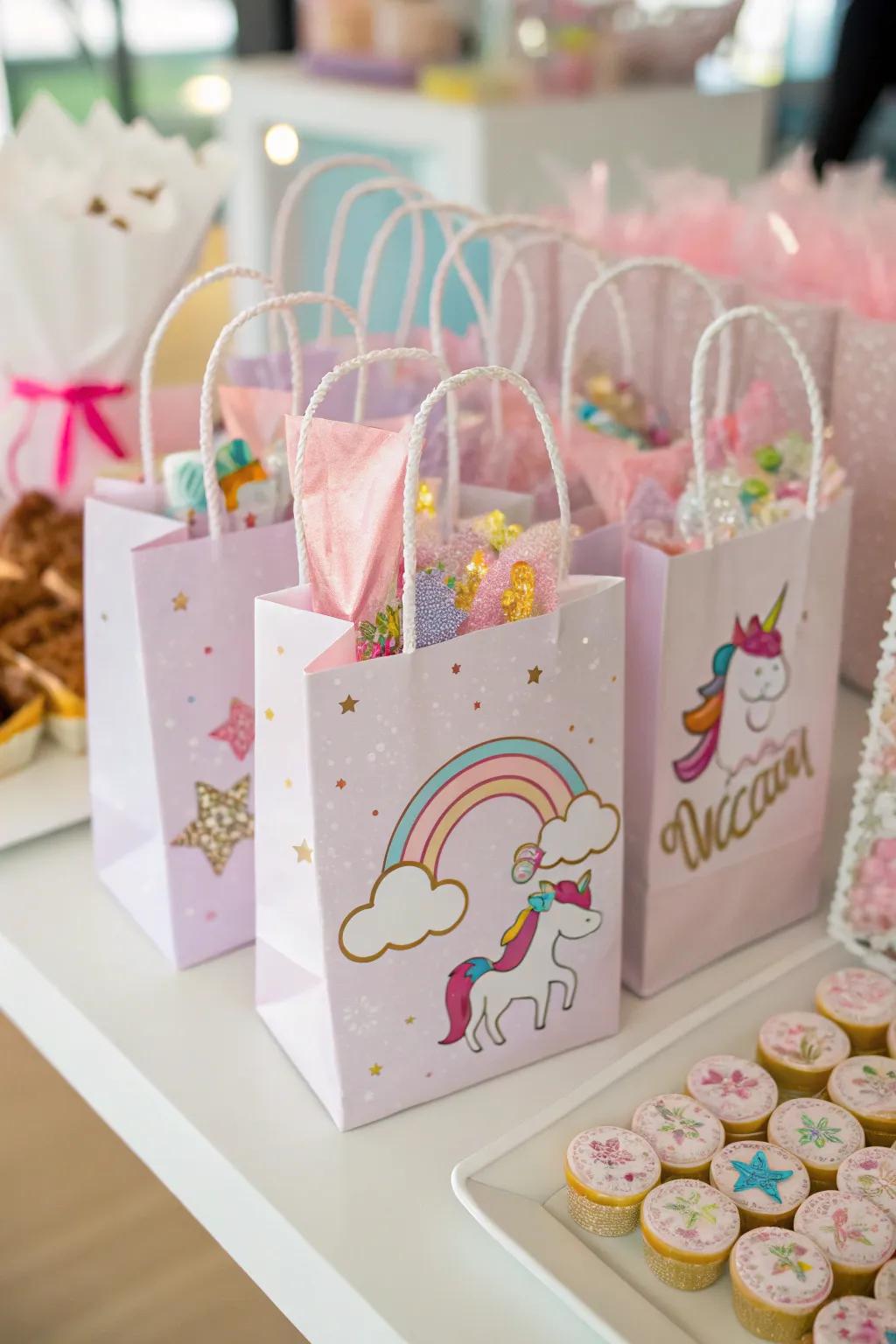 Prism favor bags ready for guests.