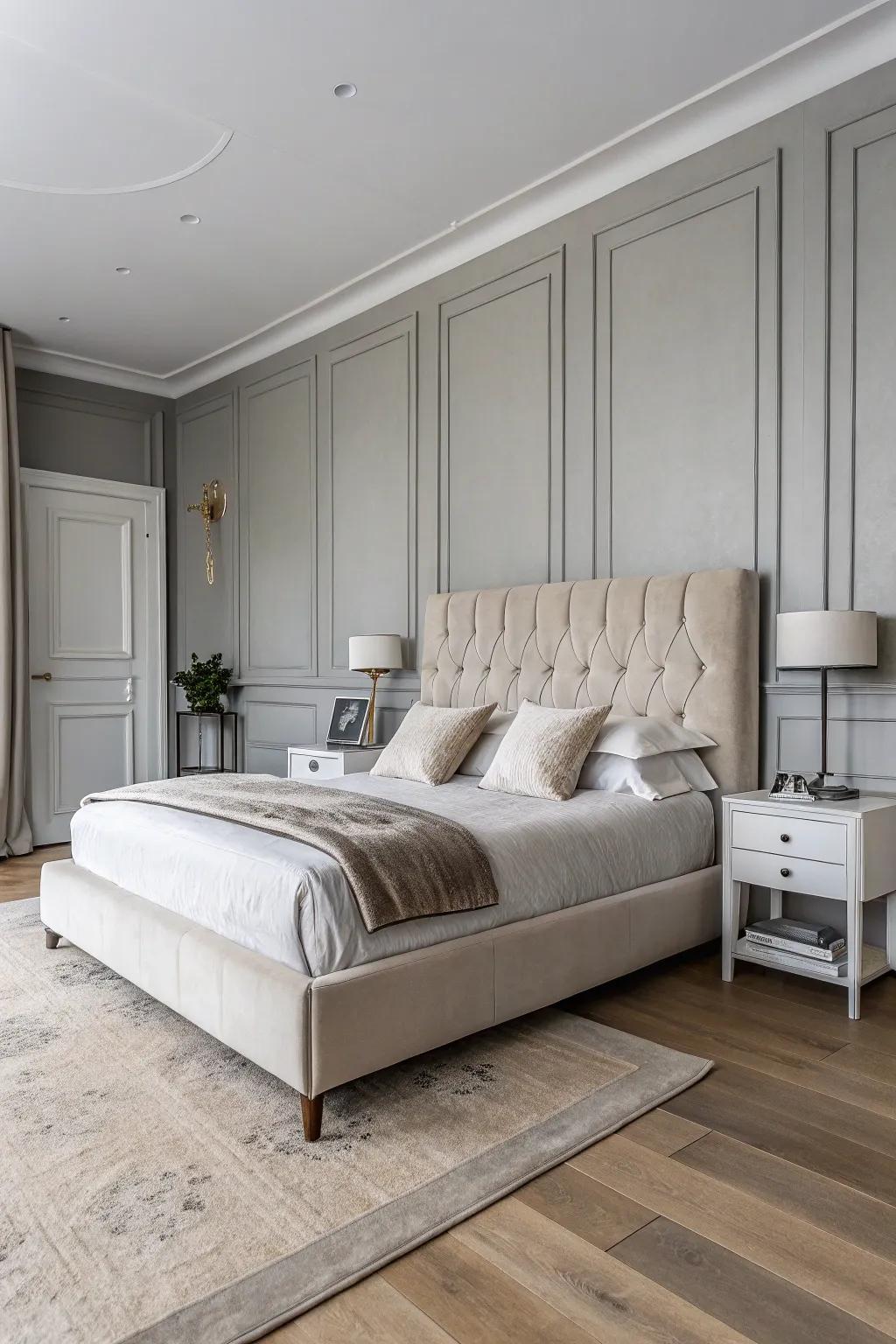 A modern platform bed offers smooth and contemporary charm.